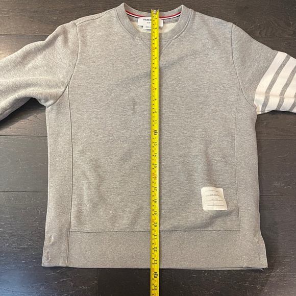 THOM BROWNE GREY COTTON STRIPED CREW NECK SWEATER SIZE 2 - Picture 12 of 15